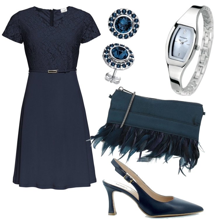 Outfit donna - Borsa perfetta. Stile Chic per Cerimonia. Abbinamento con vestiti corti, borse a tracolla, sandali in pelle, orologi, orecchini.