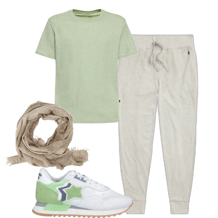 Outfit uomo - Total look #1622499. Stile Casual per Tutti i giorni. Abbinamento con sneakers, pantaloni, sciarpe, t-shirt.