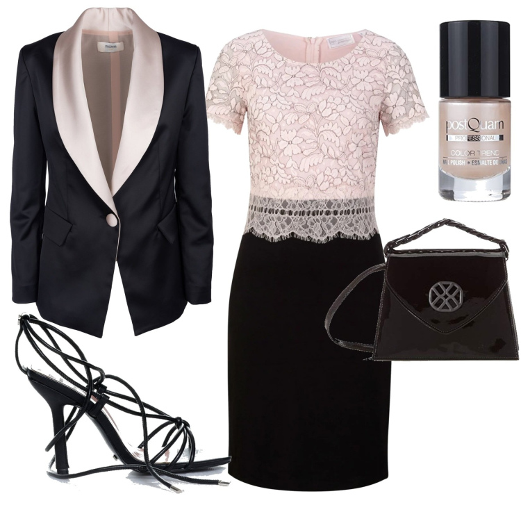 Outfit donna - Total look #1623140. Stile Glamour per Cerimonia. Abbinamento con vestiti, sandali alla schiava, blazer, portafogli, smalti.