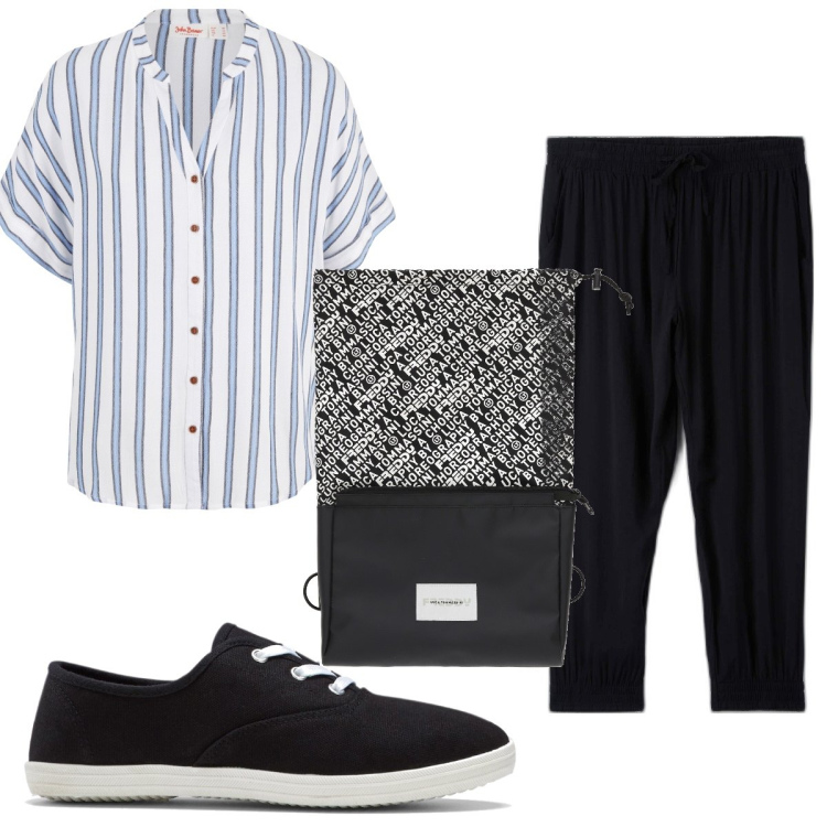 Outfit donna - Total look #1623611. Stile Basic per Tutti i giorni. Abbinamento con camicie, sneakers, pantaloni, zaini.