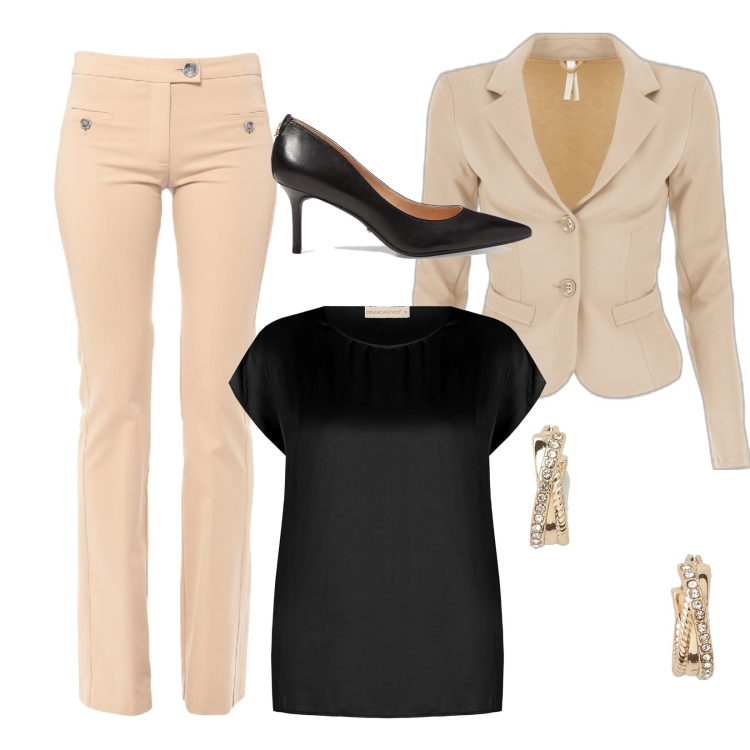Outfit donna - Tailleur per ufficcio. Stile Bon Ton per Ufficio. Abbinamento con pantaloni, bluse, giacche, orecchini, décolleté.