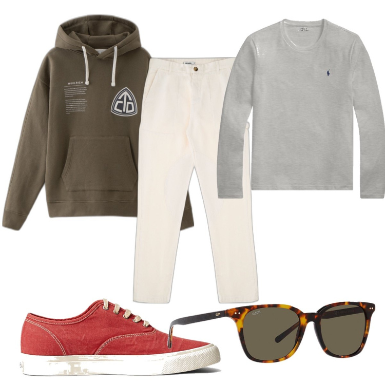 Outfit uomo - Total look #1624197. Stile Casual per Tutti i giorni. Abbinamento con pantaloni, sneakers, occhiali da sole, abbigliamento da notte, felpe con cappuccio.