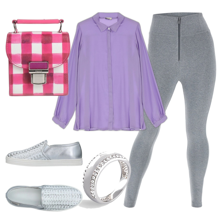 Outfit donna - I quadretti. Stile Glamour per Tutti i giorni. Abbinamento con anelli, borse a mano, sneakers, pantaloni skinny, camicie.