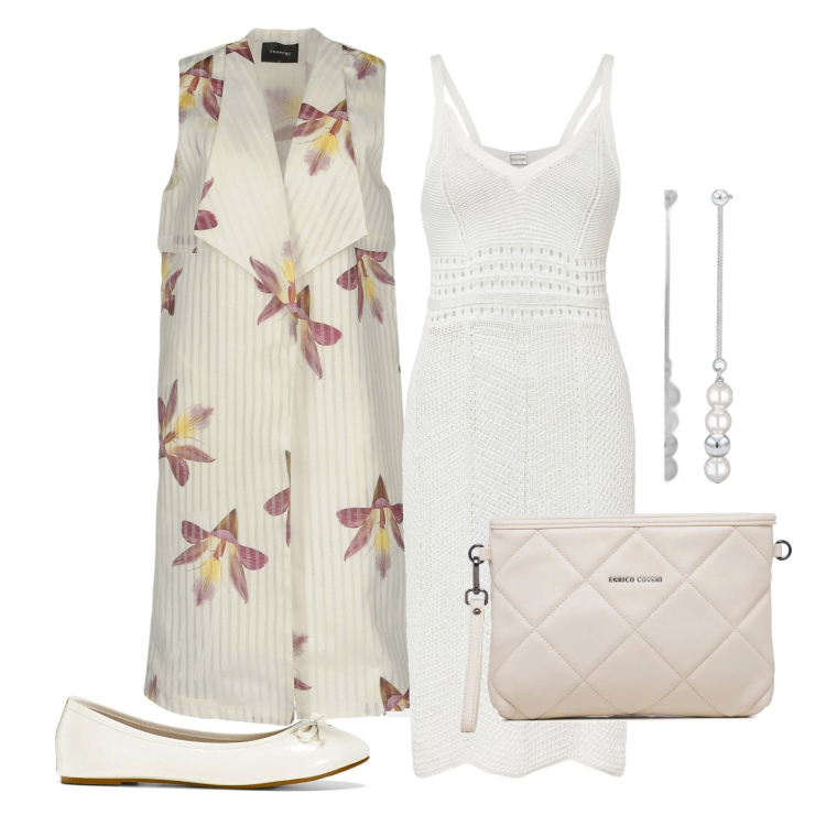 Outfit donna - Voglio essere chiara. Stile Glamour per Tutti i giorni. Abbinamento con ballerine, vestiti, cappotti, borse a tracolla, orecchini.