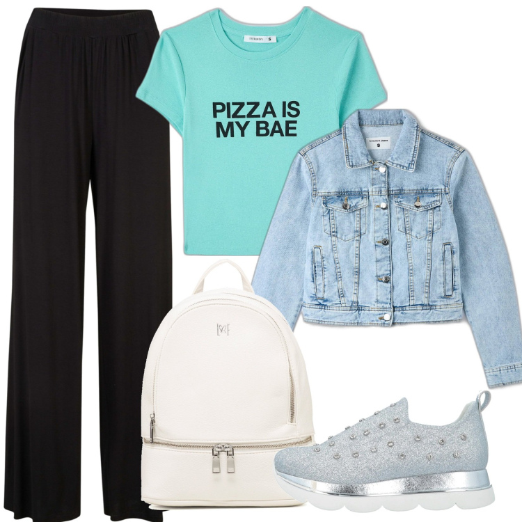 Outfit donna - Total look #1625244. Stile Casual per Tutti i giorni. Abbinamento con pantaloni, sneakers, t-shirt, cappotti, zaini.