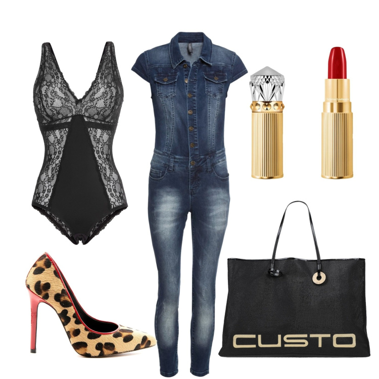 Outfit donna - Total look jeans sexy. Stile Sexy per Scuola/Università. Abbinamento con body, tute, borse a spalla, décolleté, rossetti.