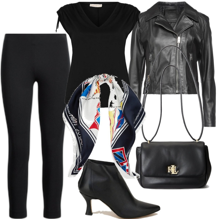 Outfit donna - Rock over 50. Stile Rock per Serata fuori. Abbinamento con giacche, t-shirt, pantaloni skinny, foulard, borse a spalla, stivaletti.