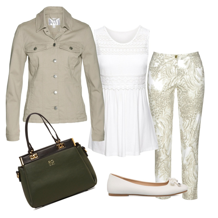 Outfit donna - Total look #1627033. Stile Casual per Tutti i giorni. Abbinamento con blazer, pantaloni, top, ballerine, borse a spalla.