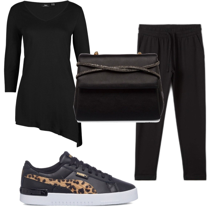 Outfit donna - Total look #1627355. Stile Basic per Tutti i giorni. Abbinamento con maglieria, pantaloni skinny, sneakers, clutch.