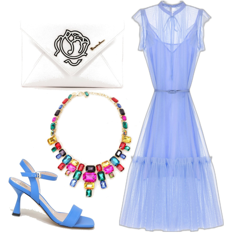 Outfit donna - Total look #1627929. per Cerimonia. Abbinamento con vestiti midi/longuette, sandali col tacco, pochette, collane.