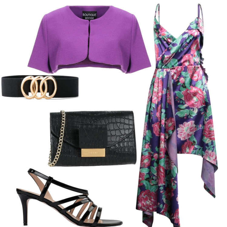 Outfit donna - Beauty. Stile Glamour per Cerimonia. Abbinamento con cinture, vestiti corti, sandali col tacco, blazer, borse a tracolla.