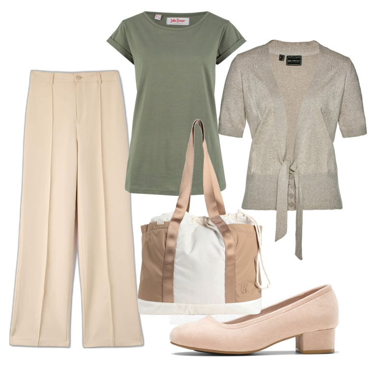 Outfit donna - All size beauty. Stile Basic per Ufficio. Abbinamento con décolleté, cardigans, maglieria, borse a spalla, pantaloni.