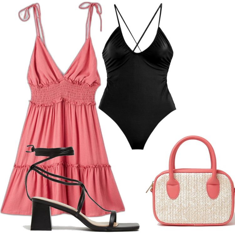 Outfit donna - Total look #1630919. Stile Basic per Mare. Abbinamento con vestiti corti, costumi interi, sandali in pelle, borse a spalla.