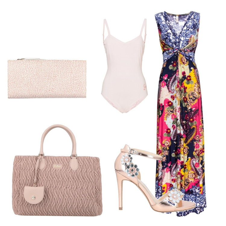 Outfit donna - Total look #1632042. Stile Romantica per Cerimonia. Abbinamento con vestiti lunghi, sandali in pelle, borse a mano, portafogli, body.