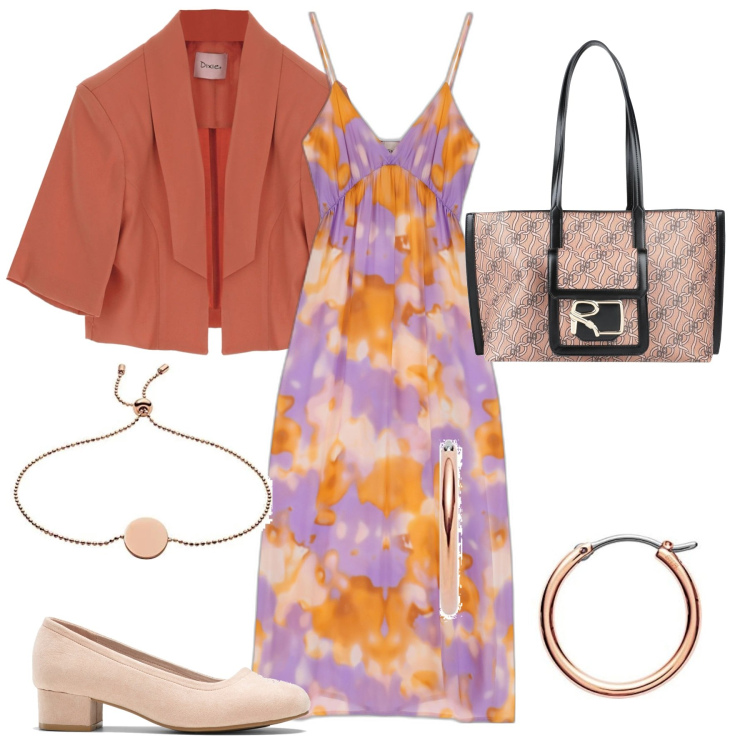 Outfit donna - Total look #1632237. Stile Casual chic per Tutti i giorni. Abbinamento con décolleté, borse a spalla, vestiti lunghi, giacche, orecchini, braccialetti.
