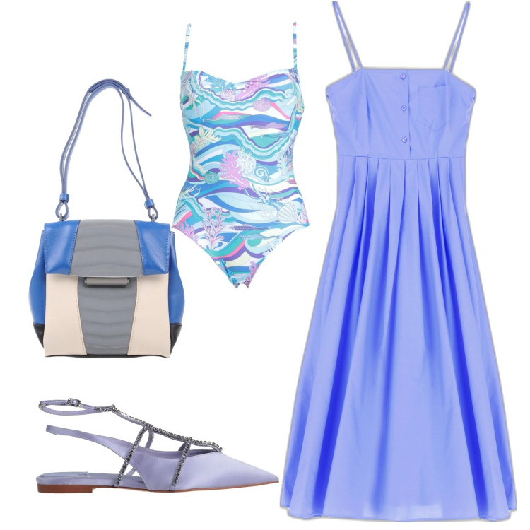 Outfit donna - Total look #1633979. Stile Glamour per Tutti i giorni. Abbinamento con ballerine, costumi interi, borse messenger, vestiti midi/longuette.