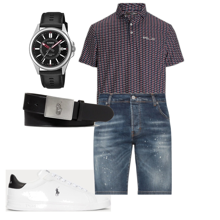 Outfit uomo - I bermuda. Stile Casual per Tutti i giorni. Abbinamento con shorts, sneakers, polo, cinture, orologi analogici.