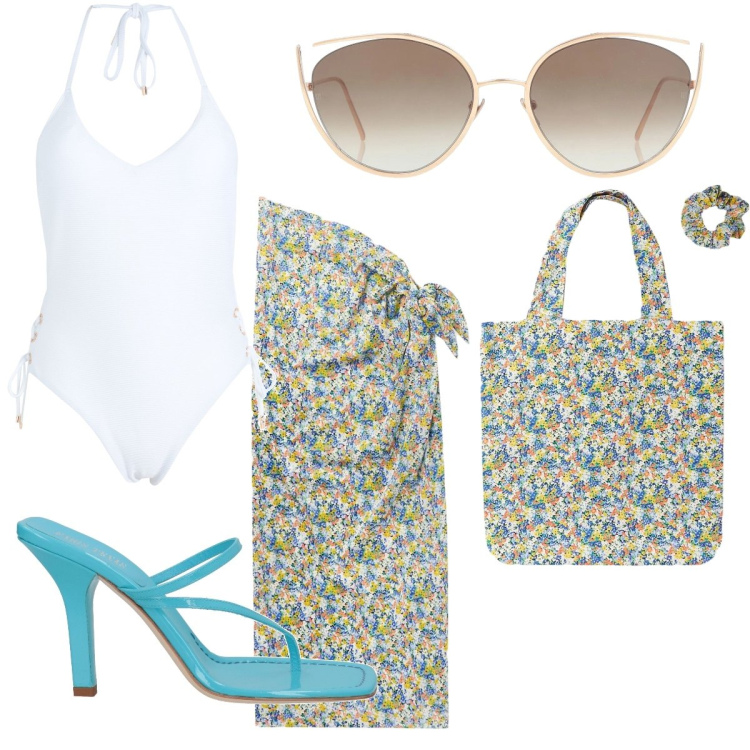 Outfit donna - L’abbinamento perfetto. Stile Chic per Mare. Abbinamento con infradito, vestiti da spiaggia, costumi interi, occhiali da sole.