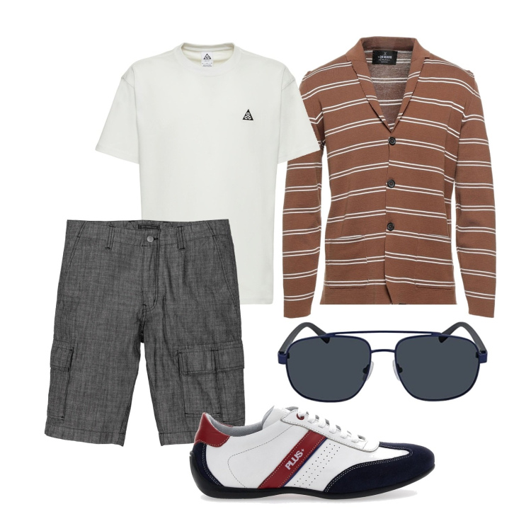 Outfit uomo - Ghost outfitter - giugno. Stile Trendy per Tutti i giorni. Abbinamento con bermuda, giacche, occhiali da sole, t-shirt, scarpe stringate.