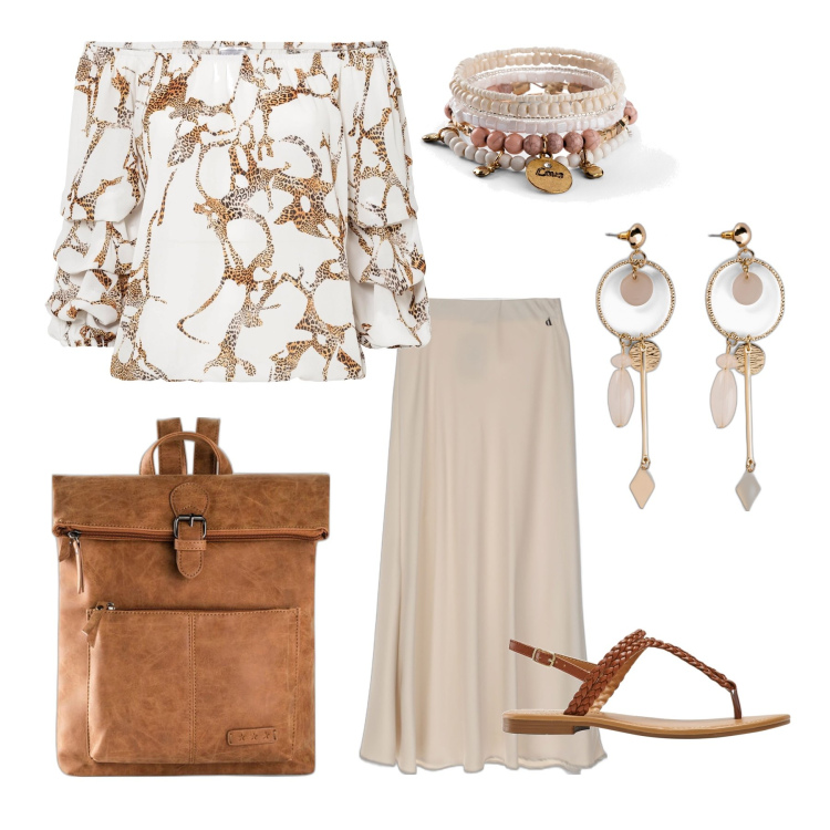 Outfit donna - Vintage con stile. Stile Vintage retrò per Tutti i giorni. Abbinamento con zaini, braccialetti, orecchini, ciabatte, bluse, gonne longuette.