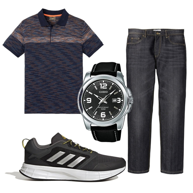 Outfit uomo - Total look #1636409. Stile Casual per Tutti i giorni. Abbinamento con jeans dritti, polo, orologi analogici, sneakers.