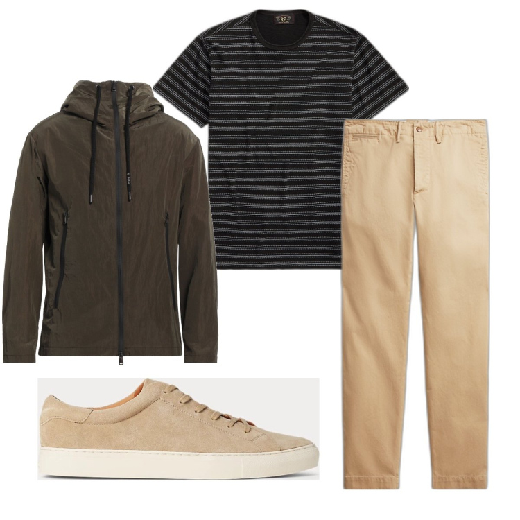 Outfit uomo - Total look #1641344. Stile Casual per Tutti i giorni. Abbinamento con giacche, t-shirt, sneakers, pantaloni chino.