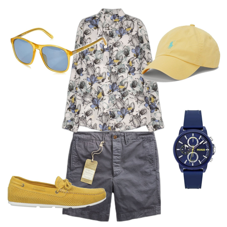 Outfit uomo - Total look #1641864. Stile Trendy per Tutti i giorni. Abbinamento con scarpe stringate, camicie, cappelli, pantaloni chino, occhiali da sole, orologi analogici.