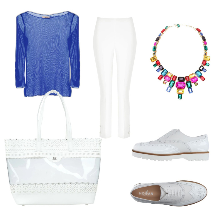 Outfit donna - Total look #1642449. Stile Casual chic per Ufficio. Abbinamento con scarpe stringate, borse a mano, maglieria, collane, pantaloni.