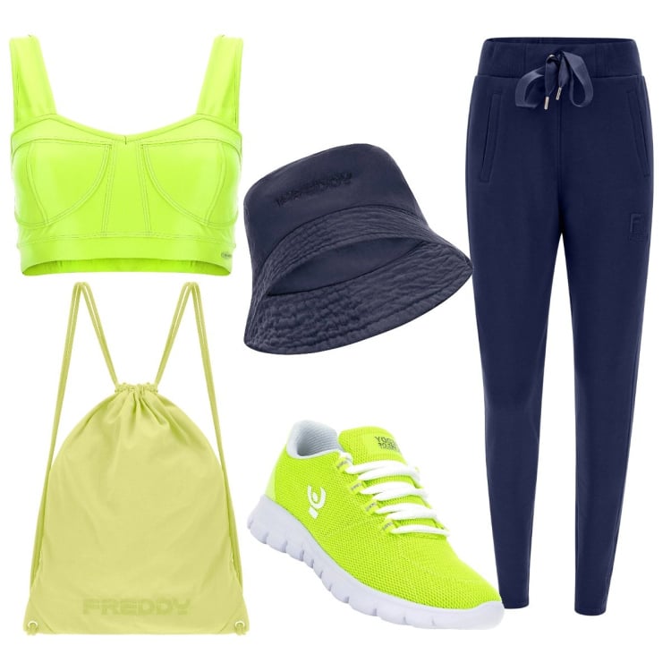 Outfit donna - Total look #1642880. Stile Sporty chic per Sport. Abbinamento con sneakers, pantaloni, top, cappelli, zaini.