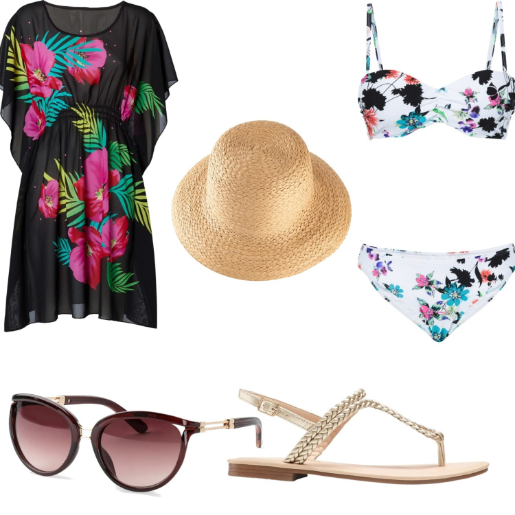 Outfit donna - Tutti al mare!!!. Stile Basic per Mare. Abbinamento con ciabatte, occhiali da sole, felpe, vestiti da spiaggia, bikini.