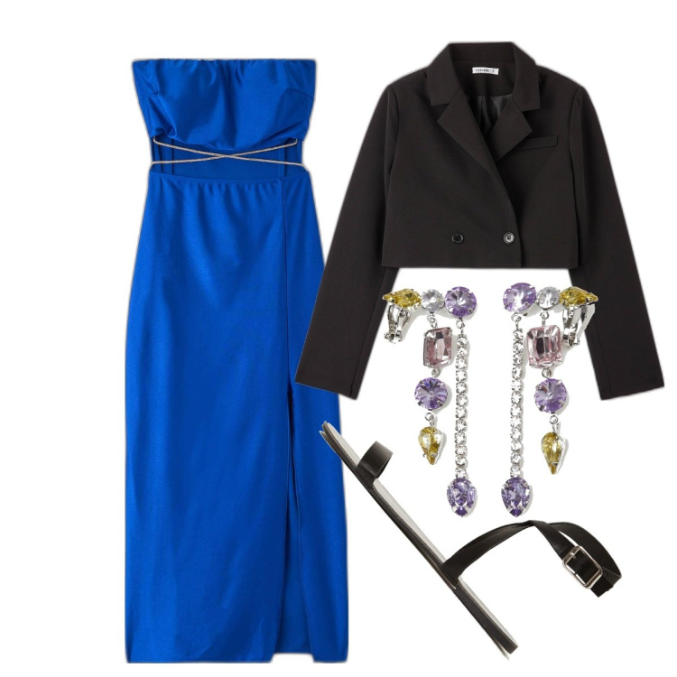 Outfit donna - Serata in Riviera! Senza borsa;. Stile Chic per Serata fuori. Abbinamento con vestiti, giacche, orecchini, sandali.