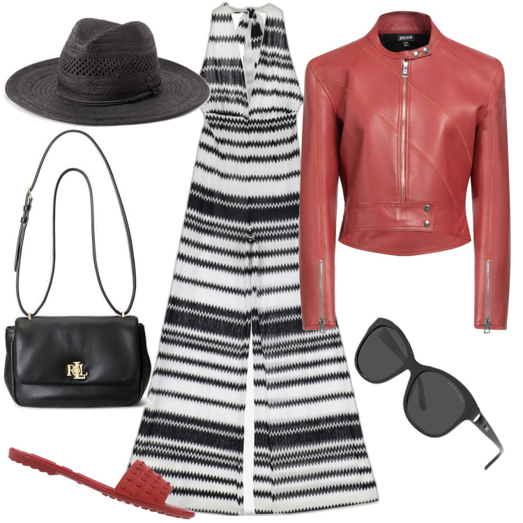 Outfit donna - Red Passion. Stile Trendy per Serata fuori. Abbinamento con sandali in pelle, giacche, tute, occhiali da sole, borse a spalla, sciarpe.