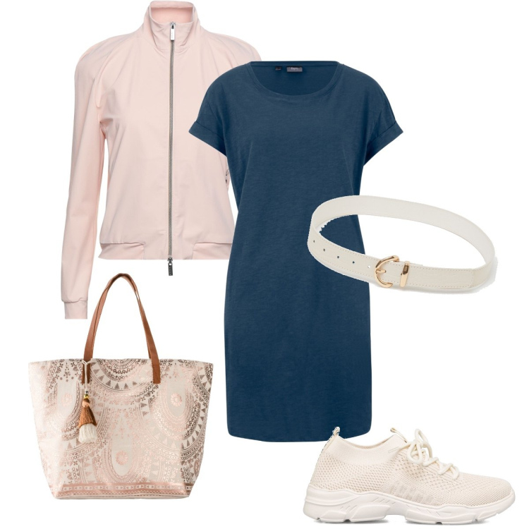 Outfit donna - Vestito sportivo. Stile Casual per Tutti i giorni. Abbinamento con giacche, vestiti, shopping bag, cinture, sneakers.
