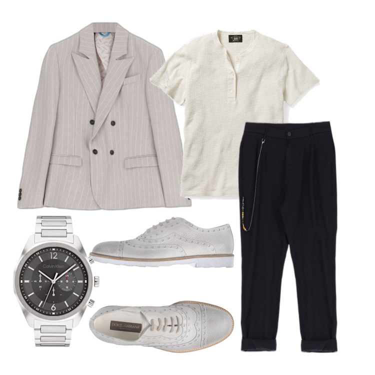 Outfit uomo - Ghost outfitter - giugno. Stile Business/Elegante per Ufficio. Abbinamento con scarpe stringate, giacche, pantaloni, t-shirt, orologi.