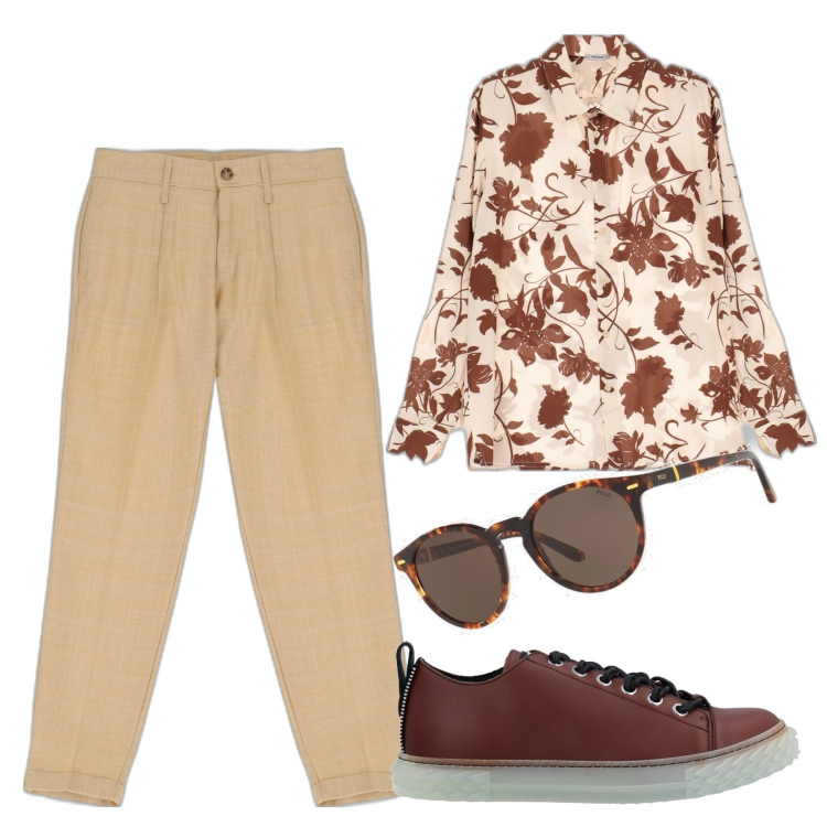 Outfit uomo - Attento al dettaglio. Stile Trendy per Tutti i giorni. Abbinamento con sneakers, camicie, pantaloni, occhiali da sole.