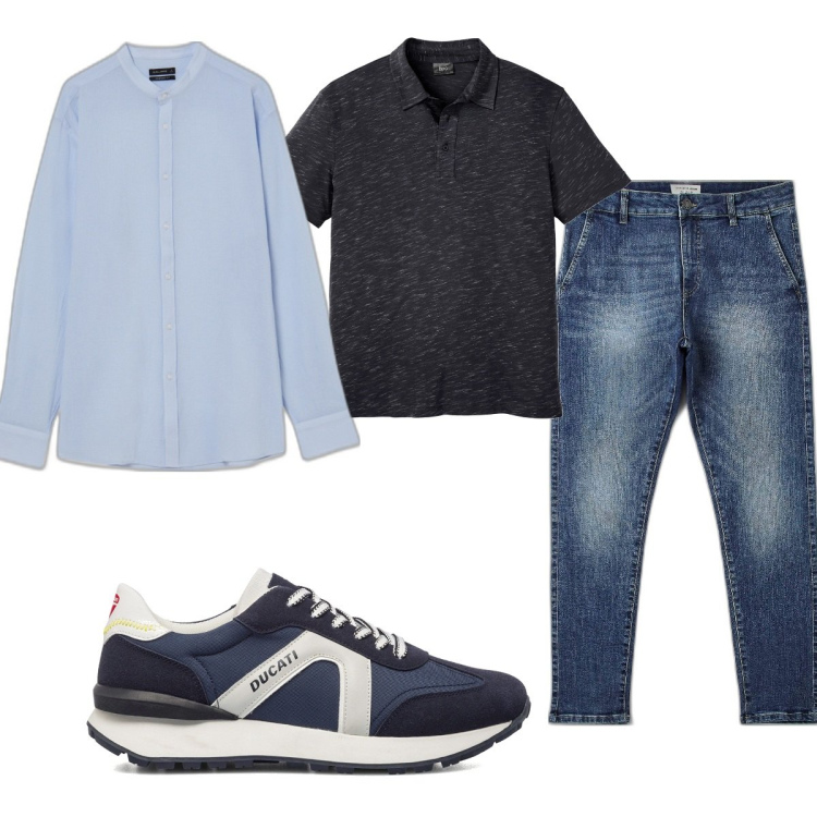 Outfit uomo - Total look #1645172. Stile Casual per Tutti i giorni. Abbinamento con polo, jeans, camicie, sneakers.