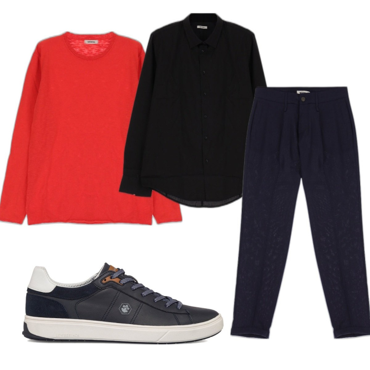 Outfit uomo - Total look #1645183. Stile Trendy per Tutti i giorni. Abbinamento con camicie, pullovers, pantaloni, sneakers.