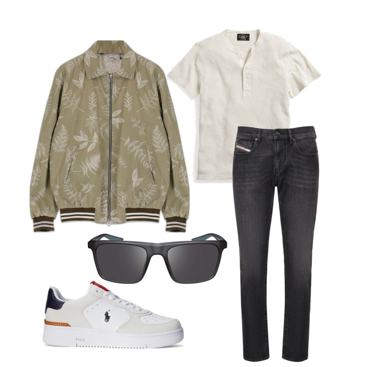 Outfit uomo - Ghost outfitter - giugno. Stile Casual per Tutti i giorni. Abbinamento con giacche, t-shirt, sneakers, jeans slim fit, occhiali da sole.
