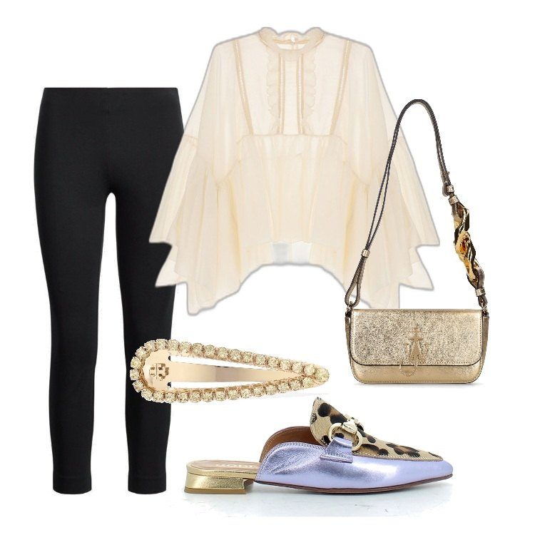 Outfit donna - ciabattine! Focus Donna Curvy. Stile Trendy per Serata fuori. Abbinamento con sandali in pelle, pantaloni skinny, camicie, accessori per capelli, borse a spalla.