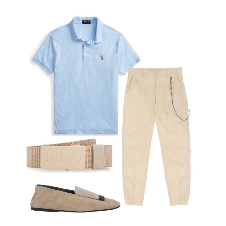 Outfit uomo - Ghost outfitter - giugno. Stile Trendy per Serata speciale. Abbinamento con scarpe stringate, pantaloni, polo, cinture.