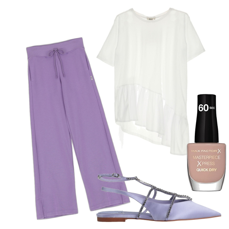 Outfit donna - Ballerine in raso. Stile Bon Ton per Serata fuori. Abbinamento con ballerine, pantaloni a palazzo, maglieria, smalti.