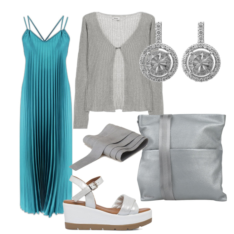 Outfit donna - L\'abito da... quando-mi-pare. Stile Casual chic per Tutti i giorni. Abbinamento con borse a mano, cinture, vestiti lunghi, cardigans, sandali in pelle, orecchini.