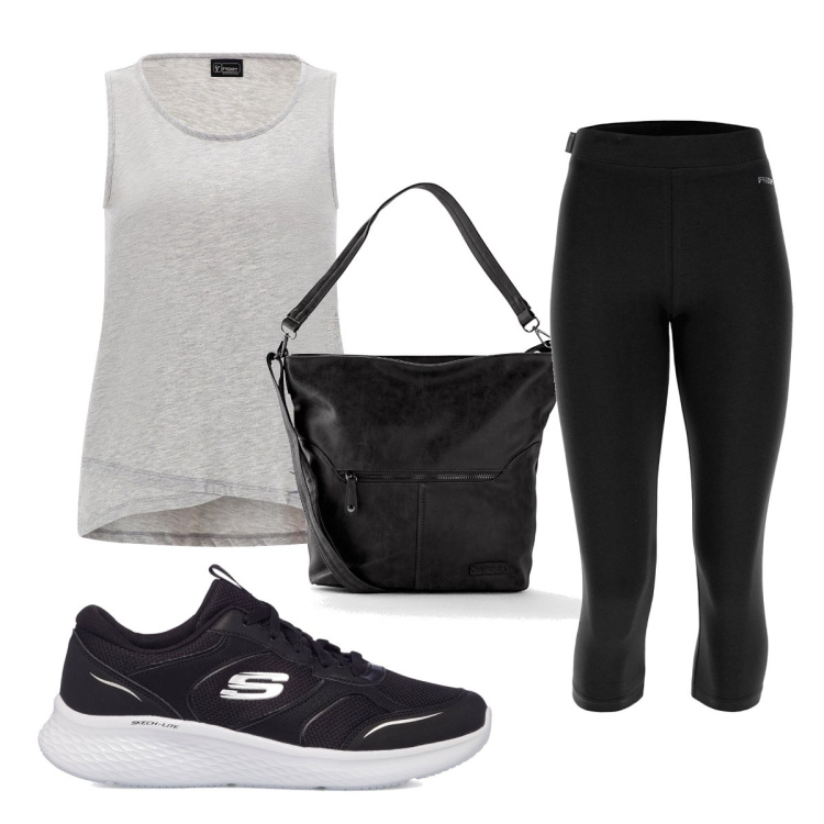 Outfit donna - Total look #1650019. Stile Basic per Sport. Abbinamento con borse a tracolla, canottiere, leggings, sneakers.