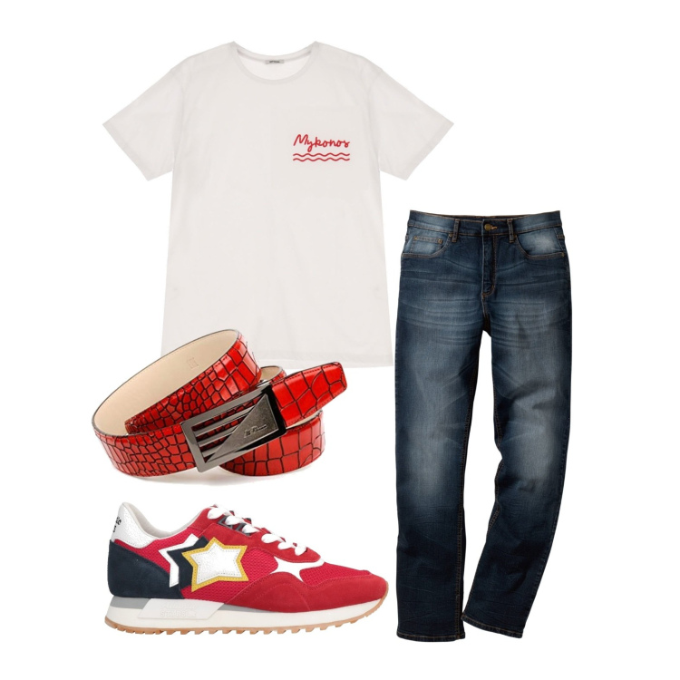 Outfit uomo - Ghost outfitter - giugno. Stile Casual per Tutti i giorni. Abbinamento con jeans dritti, sneakers, t-shirt, cinture.
