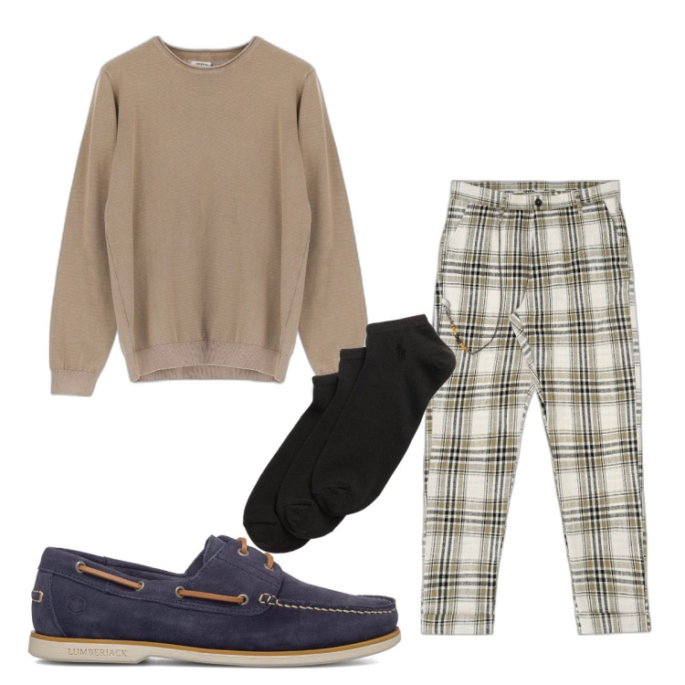 Outfit uomo - Total look #1651391. Stile Casual per Tutti i giorni. Abbinamento con pantaloni, maglieria, calzini, scarpe stringate.
