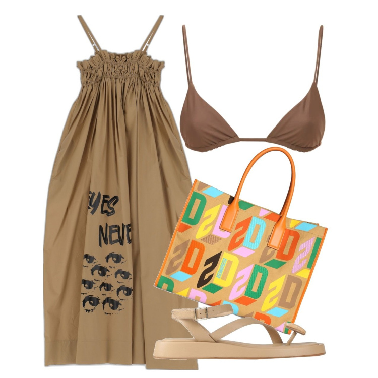 Outfit donna - Stampe urban. Stile Urban per Mare. Abbinamento con infradito, vestiti lunghi, bikini, shopping bag.