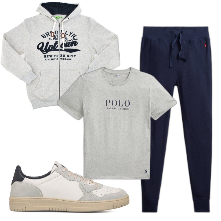 Outfit uomo - Total look #1652670. Stile Casual per Tutti i giorni. Abbinamento con pantaloni, t-shirt, sneakers, felpe con cappuccio.