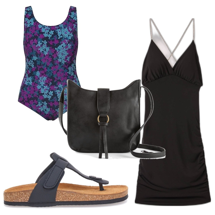 Outfit donna - Total look #1653427. Stile Trendy per Mare. Abbinamento con borse a tracolla, vestiti, infradito, costumi interi.