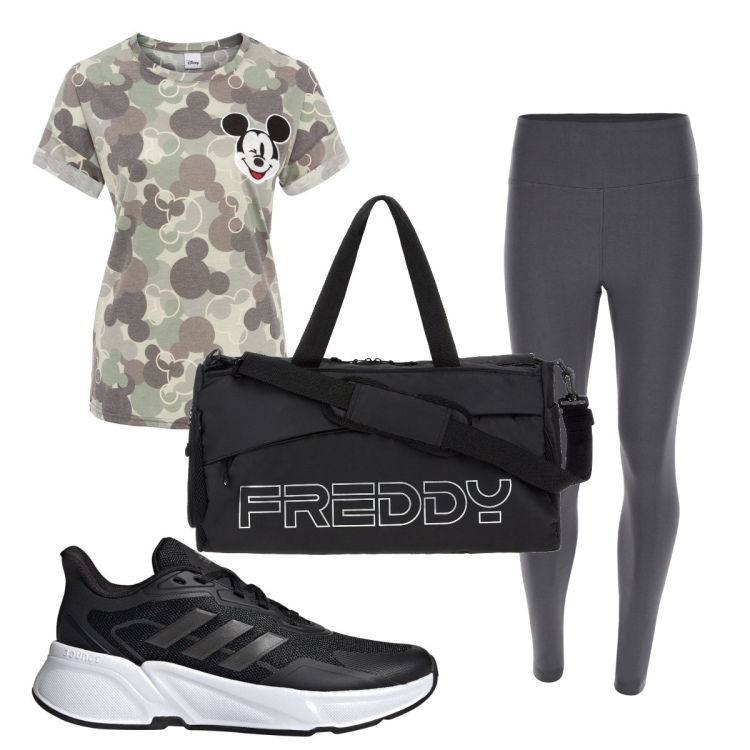 Outfit donna - Total look #1653443. Stile Military per Sport. Abbinamento con maglieria, borse sportive, pantaloni, scarpe sportive.
