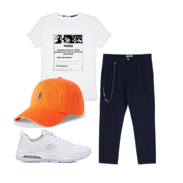 Outfit uomo - Ghost outfitter - giugno. Stile Casual per Tutti i giorni. Abbinamento con pantaloni, t-shirt, cappelli, sneakers.
